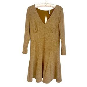 Free People Women's Size L Heart Stopper Knit Dress Golden Fit & Flare Mini